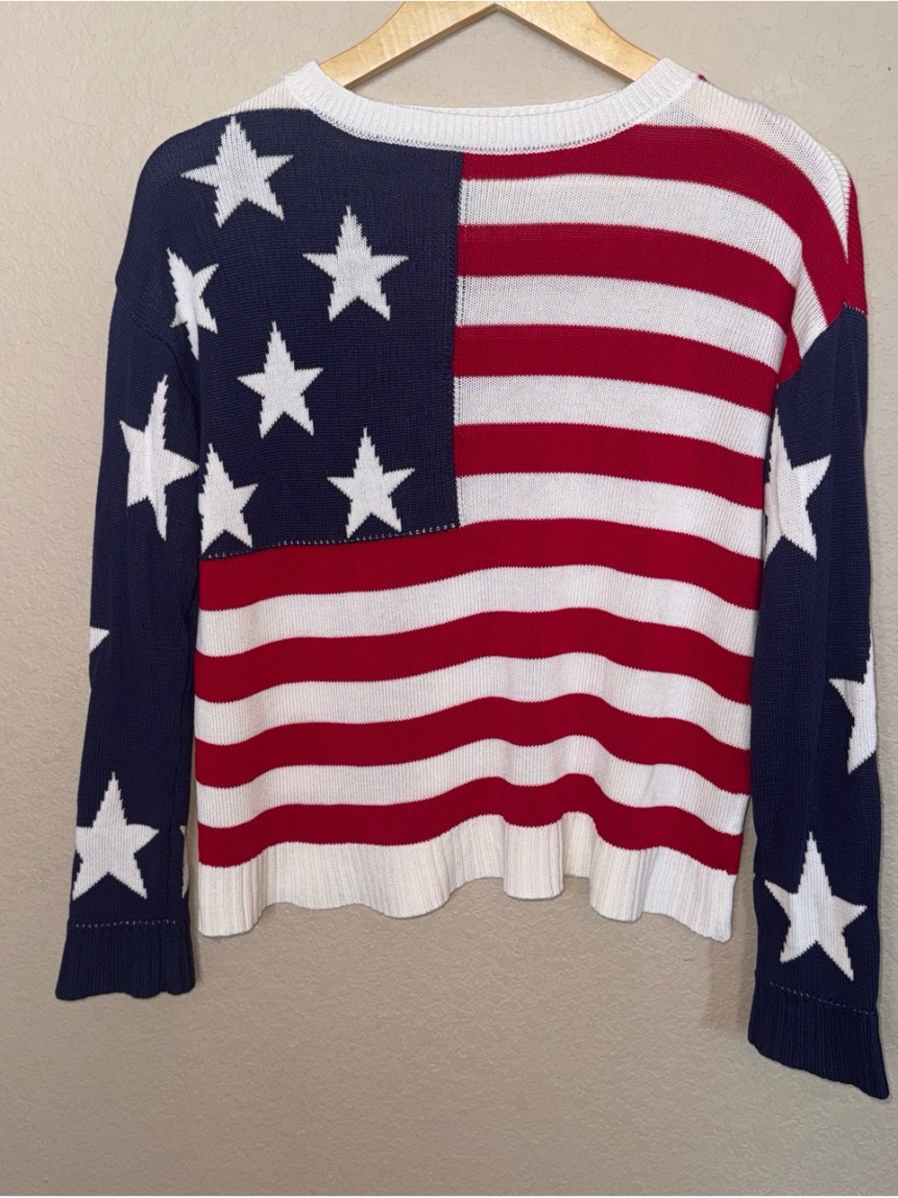 Women’s Flag Knit Sweater - Red White Blue Stars